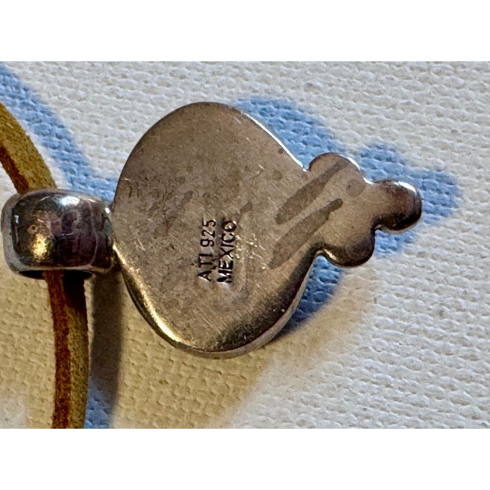 Vintage ATI Mexico 925 Sterling Silver Blue Howlite Pendant Necklace Cord - Picture 5 of 8